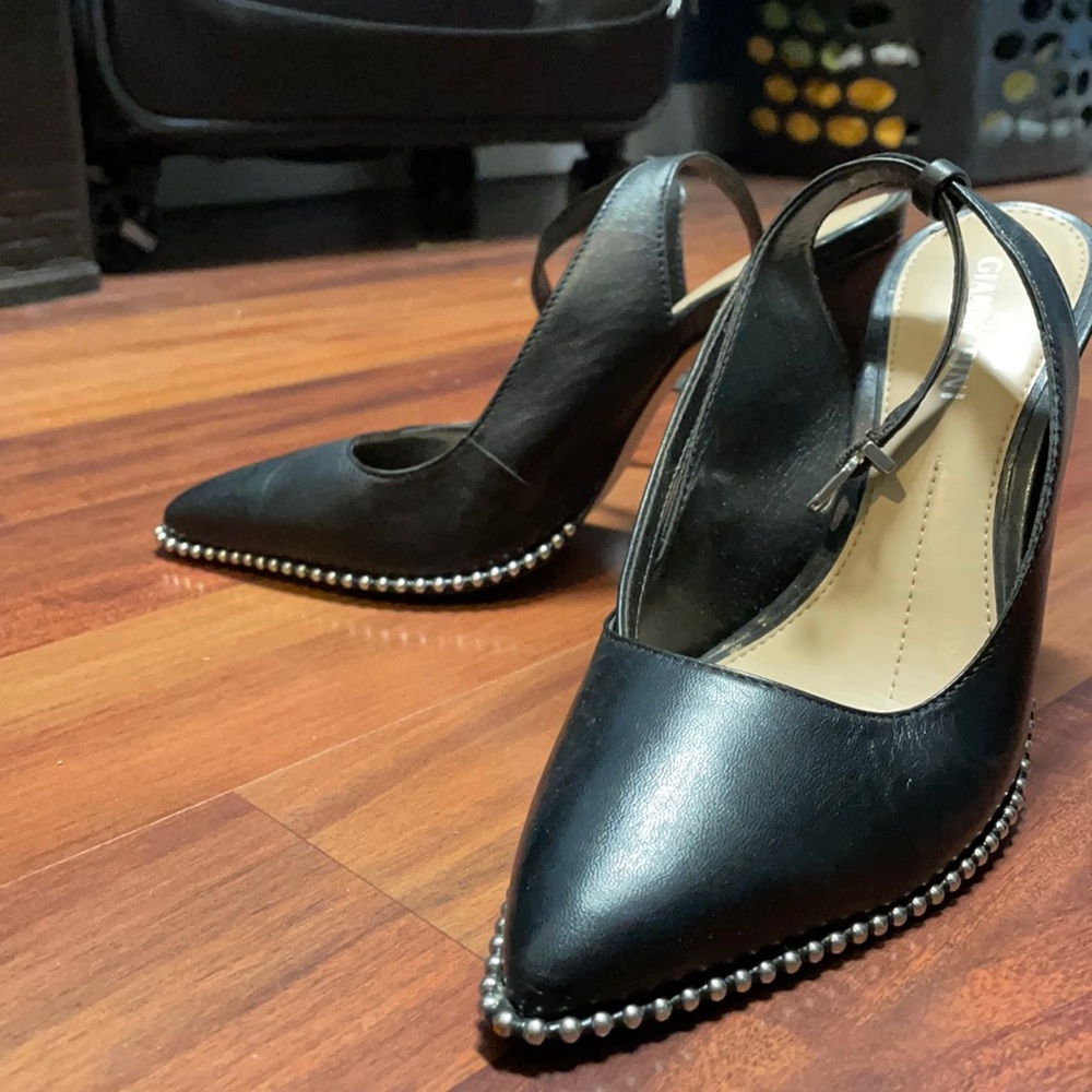 GB black heels, studded toe! Worn once for a wedding!